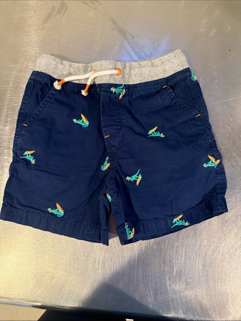 Mini Boden Navy Blue Dolphin Embroidered Drawstring Shorts